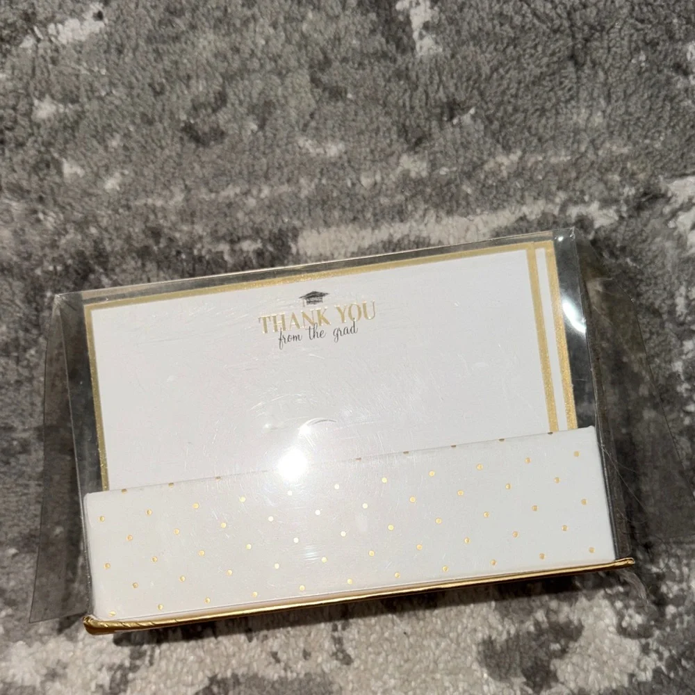 Gold and White Graduation Thank You Cards